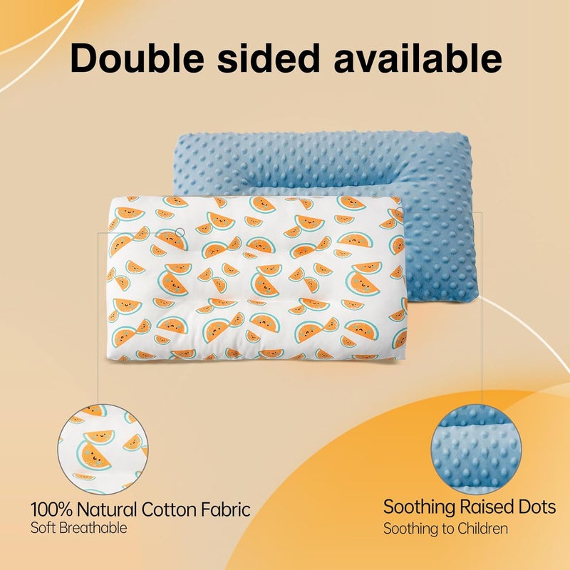 RESTIRY 1Pc Toddler Pillow,Breathable and Skin-Friendly,Machine Washable,100% Cotton Cute Kids Pillows for Sleeping,Kids Sleeping Pillow for 2-6 Year Old,19X11inches (Blue) - Image 3